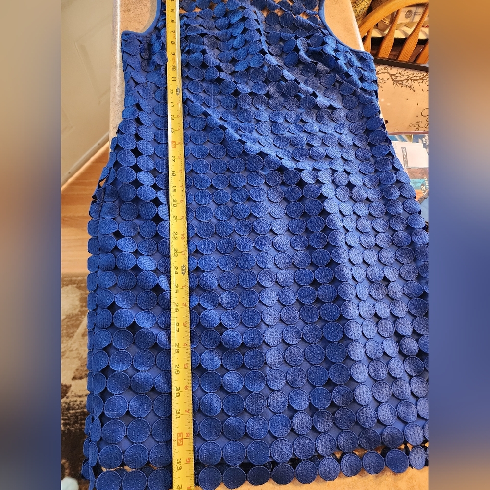 Lauren Ralph Lauren Blue Geometric Dress Size 14P - Picture 11 of 13